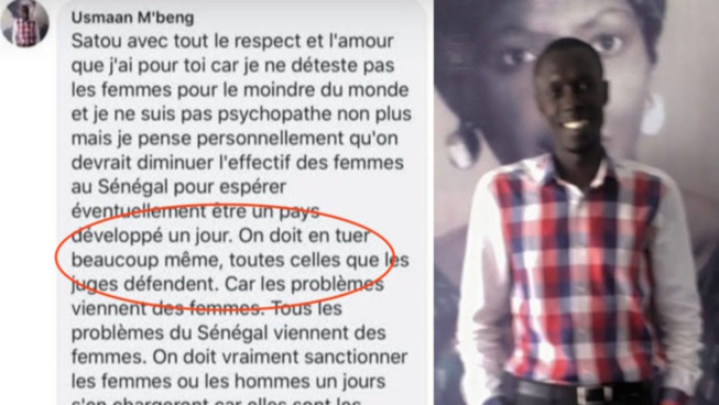 Appel à "tuer les femmes" sur Facebook: Ousmane Mbengue prend 6 mois de prison avec sursis Appel à "tuer les femmes" sur Facebook: Ousmane Mbengue prend 6 mois de prison avec sursis