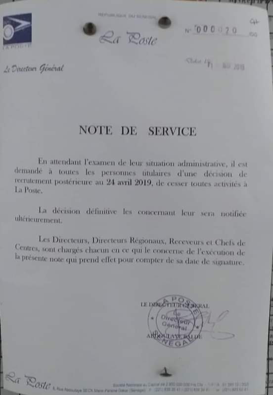 Recrutement massif: Bibi Baldé nettoie La Poste Recrutement massif: Bibi Baldé nettoie La Poste