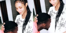 Ibou Touré embrasse le ventre de son épouse Adja Diallo, enceinte de leur deuxième enfant