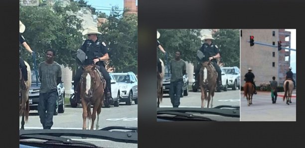 Au Texas, des policiers à cheval mènent un homme noir avec une corde