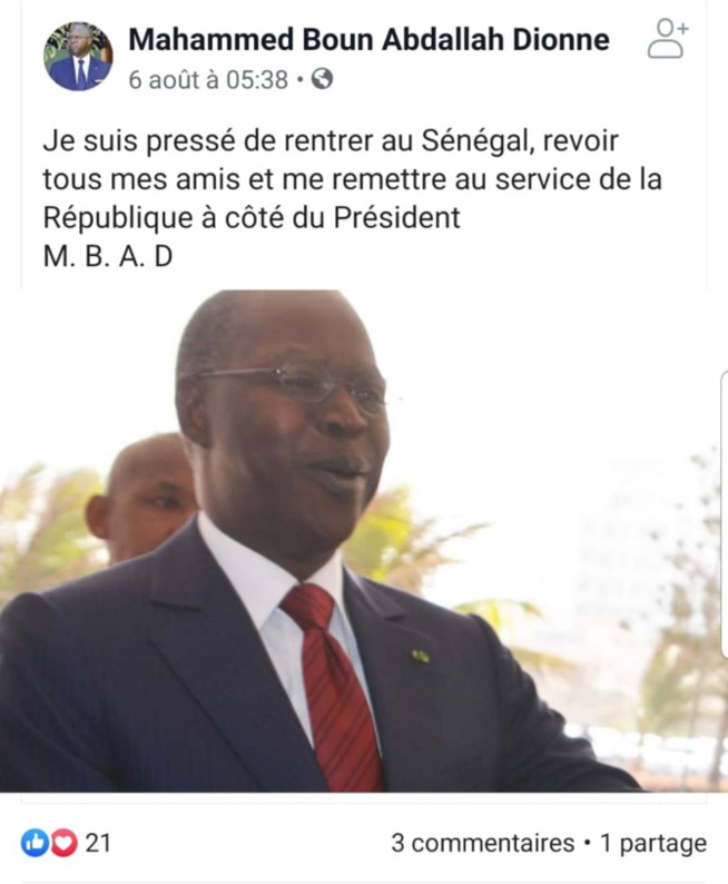 Fake News : Mahammad Dionne n’a pas posté de message de tabaski sur Facebook Fake News : Mahammad Dionne n’a pas posté de message de tabaski sur Facebook