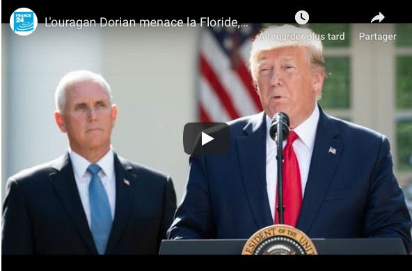 L'ouragan Dorian menace la Floride, Donald Trump annule sa visite en Pologne L'ouragan Dorian menace la Floride, Donald Trump annule sa visite en Pologne