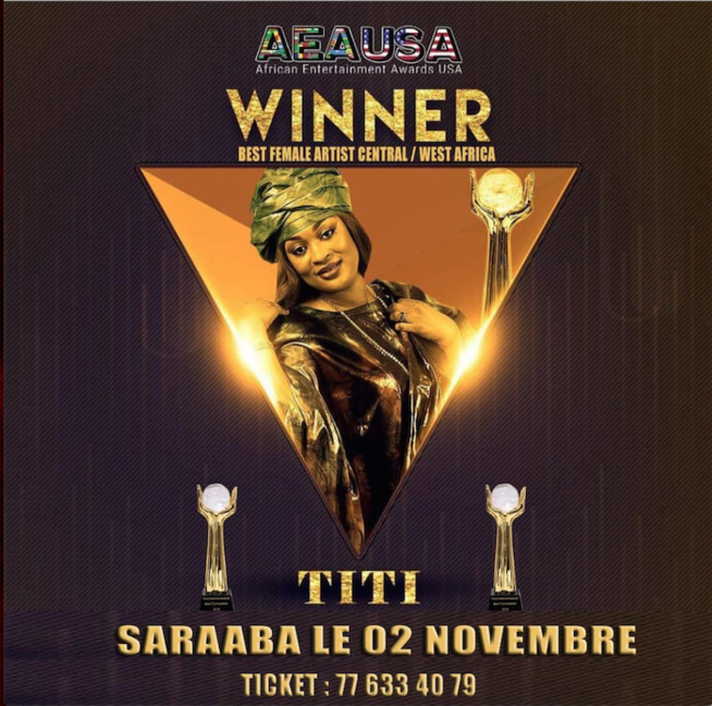 PRIX MEILLEURE ARTISTE FEMININE: Titi présente son trophée aux Sénégalais ce samedi 02 novembre au SARABA PRIX MEILLEURE ARTISTE FEMININE: Titi présente son trophée aux Sénégalais ce samedi 02 novembre au SARABA