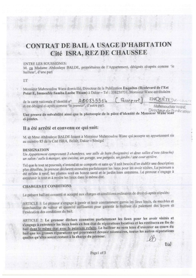 Logement de Mamadou Wane à Hann Marinas: Ces documents qui démentent Adama Gaye