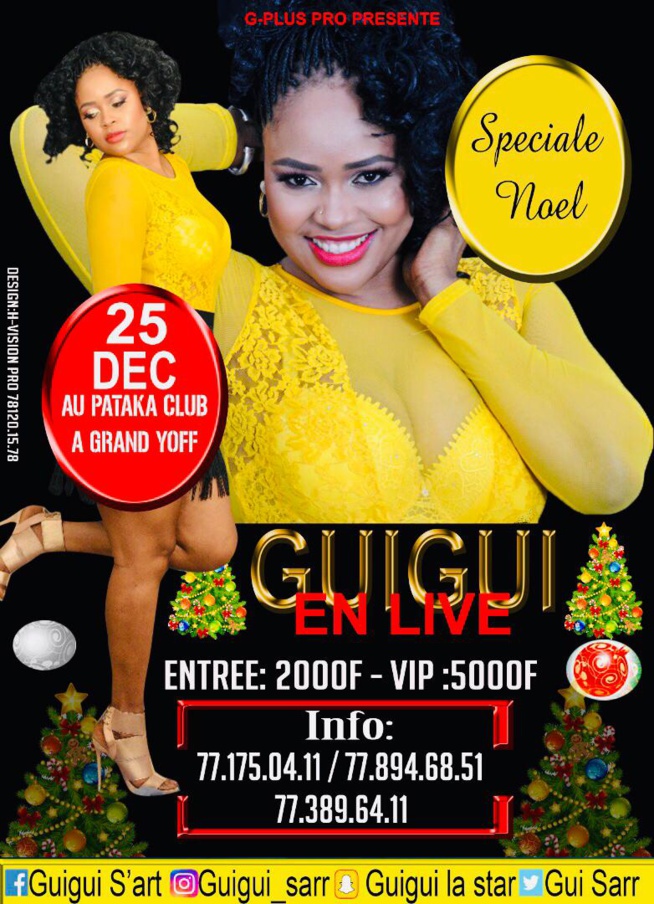 La chanteuse GUI GUI présente Noël ce 24 décembre à Grand Yoff en live La chanteuse GUI GUI présente Noël ce 24 décembre à Grand Yoff en live