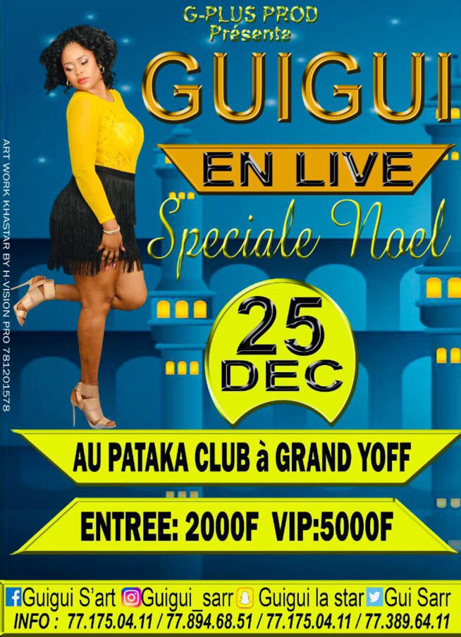 La chanteuse GUI GUI présente Noël ce 24 décembre à Grand Yoff en live La chanteuse GUI GUI présente Noël ce 24 décembre à Grand Yoff en live