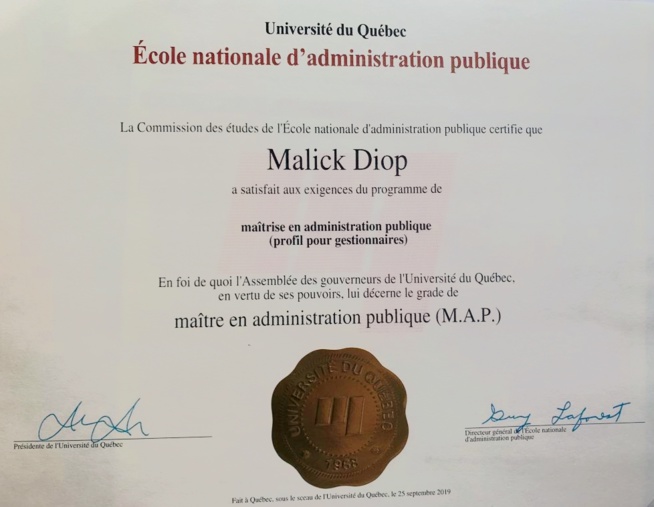 Le Directeur général de l'ASEPEX, Docteur Malick Diop, vient de décrocher son diplôme de Master en Administration publique, dans la prestigieuse Ecole Nationale d'Administration Publique du Canada (ENAP). Le Directeur général de l'ASEPEX, Docteur Malick Diop, vient de décrocher son diplôme de Master en Administration publique, dans la prestigieuse Ecole Nationale d'Administration Publique du Canada (ENAP).