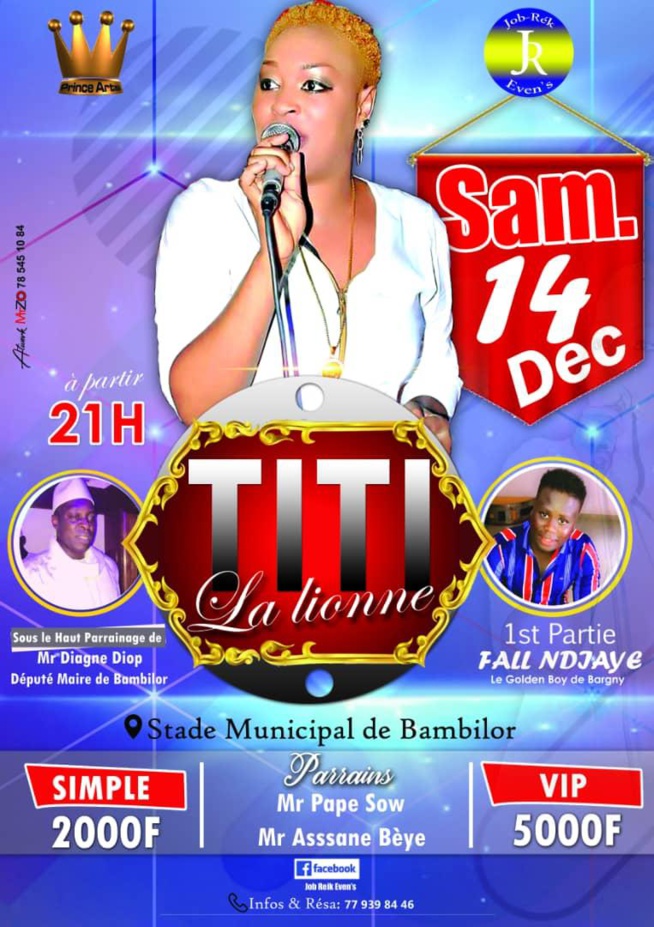 TOURNÉE NATIONALE: TITI, la lionne à POUT ce 07 Décembre, 14 à Bambilor, 21 à Linguére et 11 Janvier à Dara Djolof