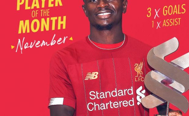 Après l’échec au Ballon d’Or 2019, Sadio Mané reçoit une prestigieuse récompense en Angleterre