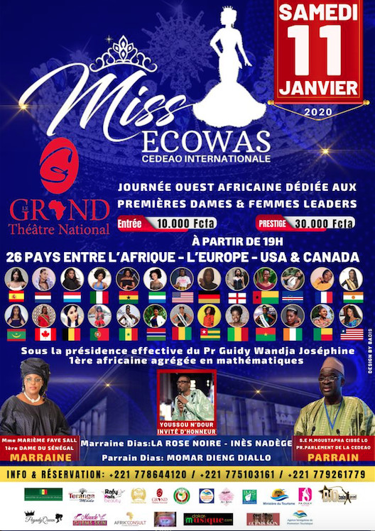 Notez bien le rendez-vous du 11 Janvier au grand theatre de Dakar avec Miss Ecoways qui arrive avec les plus belles filles de l'Afrique de l'Ouest
