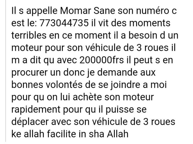 SOS: Au secours de l'handicapé Momar Sané. REGARDEZ COMMENT IL SE DÉPLACE