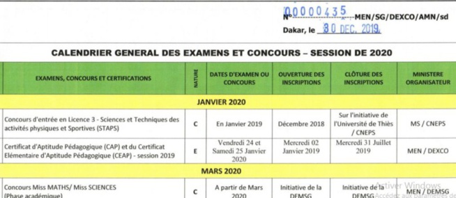 Consultez le Calendrier des examens et concours 2019 Consultez le Calendrier des examens et concours 2019