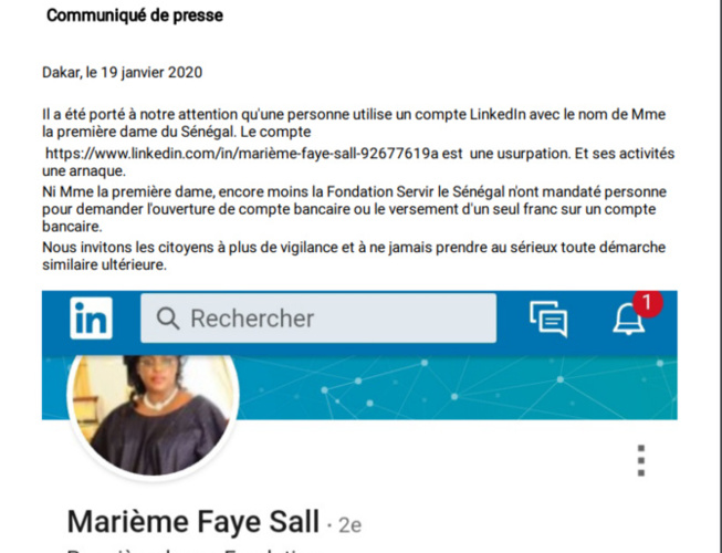 Un arnaqueur se fait passer pour la Première dame sur Linkedin