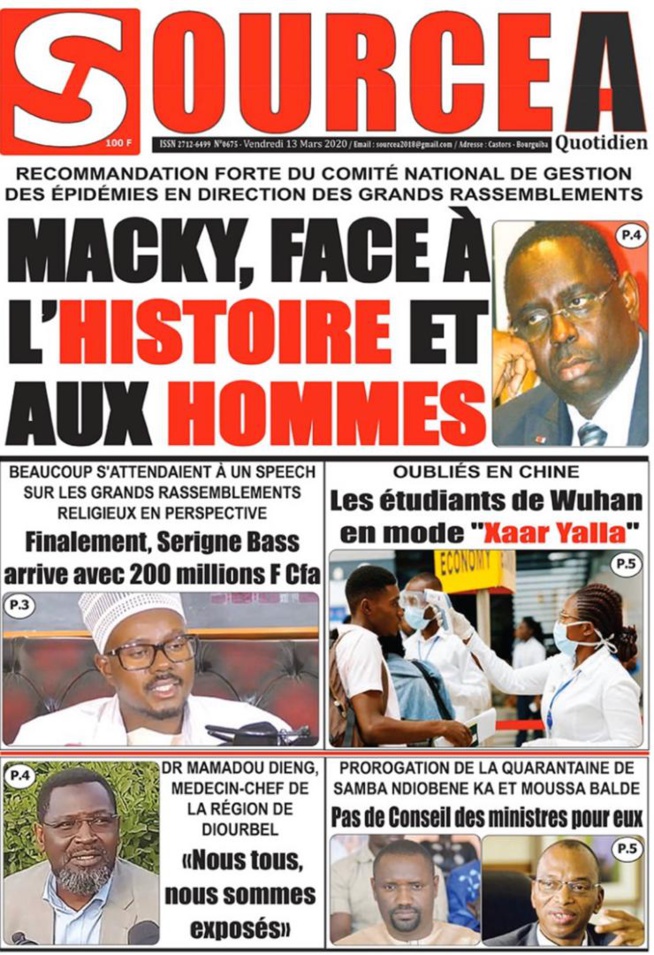 REVUE DE PRESSE: LA UNE DES QUOTIDIENS DU VENDREDI 13 MARS