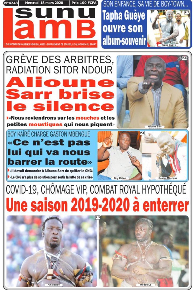 REVUE DE PRESSE: LA UNE DS QUOTIDIENS DU MERCREDI 18 MARS 2020 REVUE DE PRESSE: LA UNE DS QUOTIDIENS DU MERCREDI 18 MARS 2020