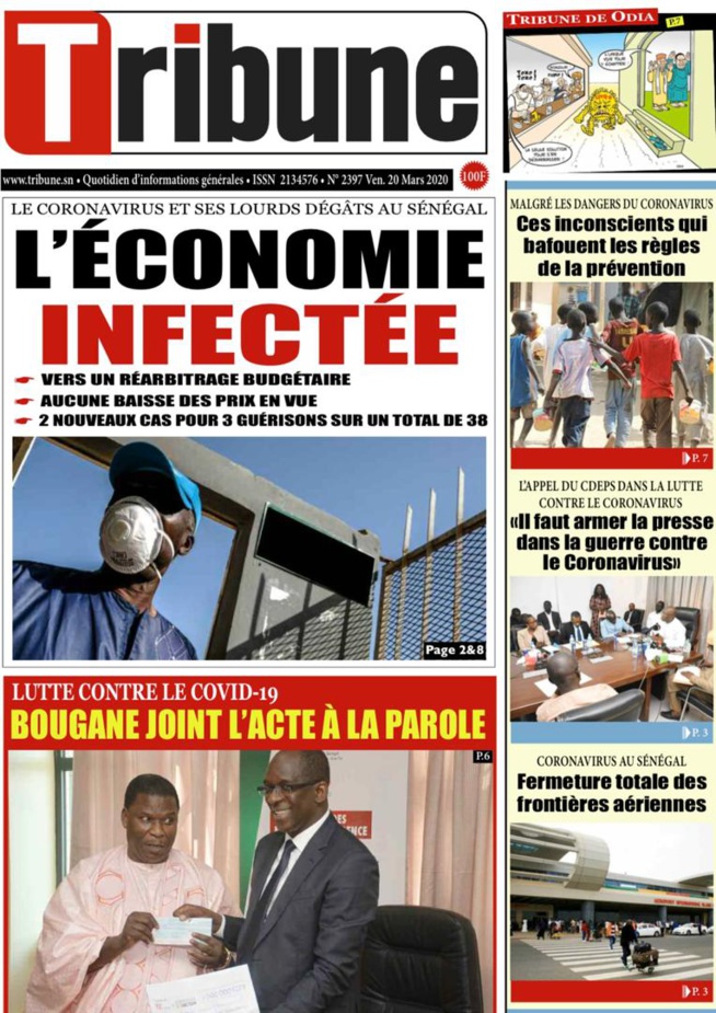 REVUE DE PRESSE: LA UNE DES QUOTIDIENS DU VENDREDI 20 MARS 2020