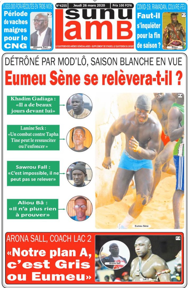 REVUE DE PRESSE: LA UNE DES QUOTIDIENS DU JEUDI 26 MARS 2020