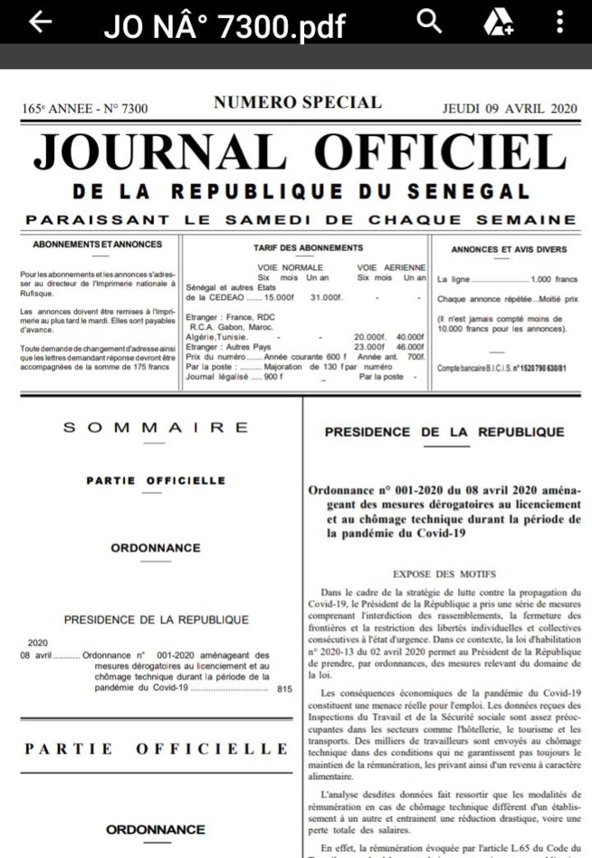 COVID-19/PRESERVATION DES EMPLOIS: Ce que dit l’ordonnance de Macky Sall COVID-19/PRESERVATION DES EMPLOIS: Ce que dit l’ordonnance de Macky Sall