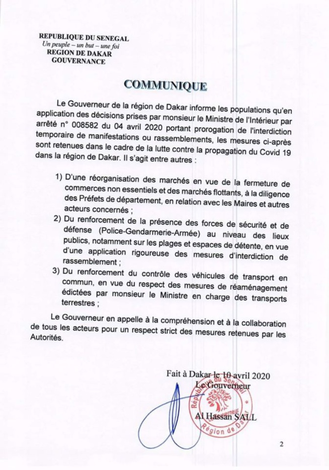 Coronavirus : Les mesures de restrictions renforcées à Dakar Coronavirus : Les mesures de restrictions renforcées à Dakar
