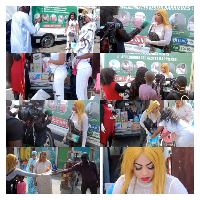 VIDÉO FORCE C0VID-19: L'artiste Oumou Sow distribue des denrées alimentaires et des gels antiseptiques aux médinois.