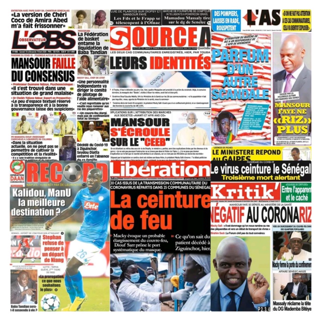 REVUE DE PRESSE: À LA UNE DES QUOTIDIENS DU SAMEDI 18 AVRIL