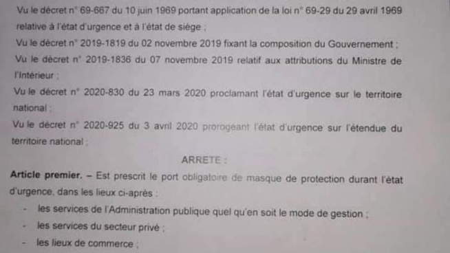 Urgent- COVID-19/ Le port du masque obligatoire : Voici le document à absolument lire!