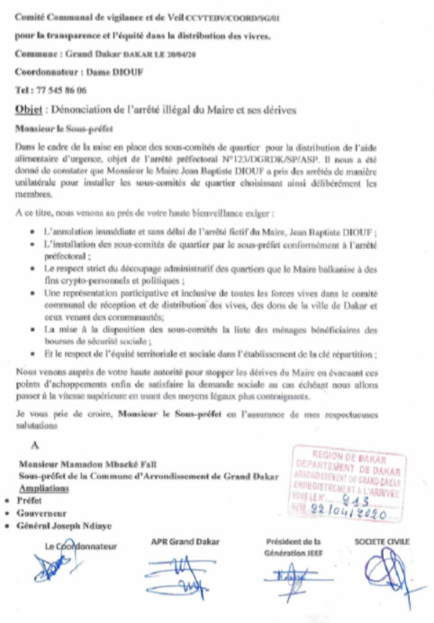 Covid-19 / Grand-Dakar – Distribution aide alimentaire : Le maire désavoué par ses administré