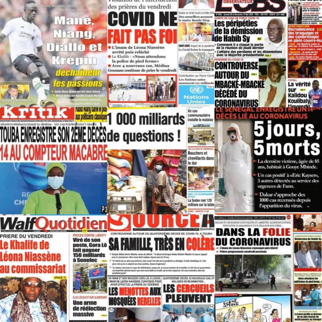 REVUE DES TITRES: La ille du président hospitalisée à principal, mensonge de Adama Gaye, a la une des quotidiens du samedi REVUE DES TITRES: La ille du président hospitalisée à principal, mensonge de Adama Gaye, a la une des quotidiens du samedi