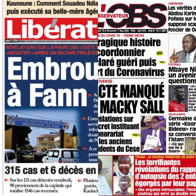 REVUE DE PRESSE: 315 CAS, 6 MORTS EN 72H, UN DECRET EN CACHE UN AUTRE.... À LA UNE DES QUOTIDIENS REVUE DE PRESSE: 315 CAS, 6 MORTS EN 72H, UN DECRET EN CACHE UN AUTRE.... À LA UNE DES QUOTIDIENS