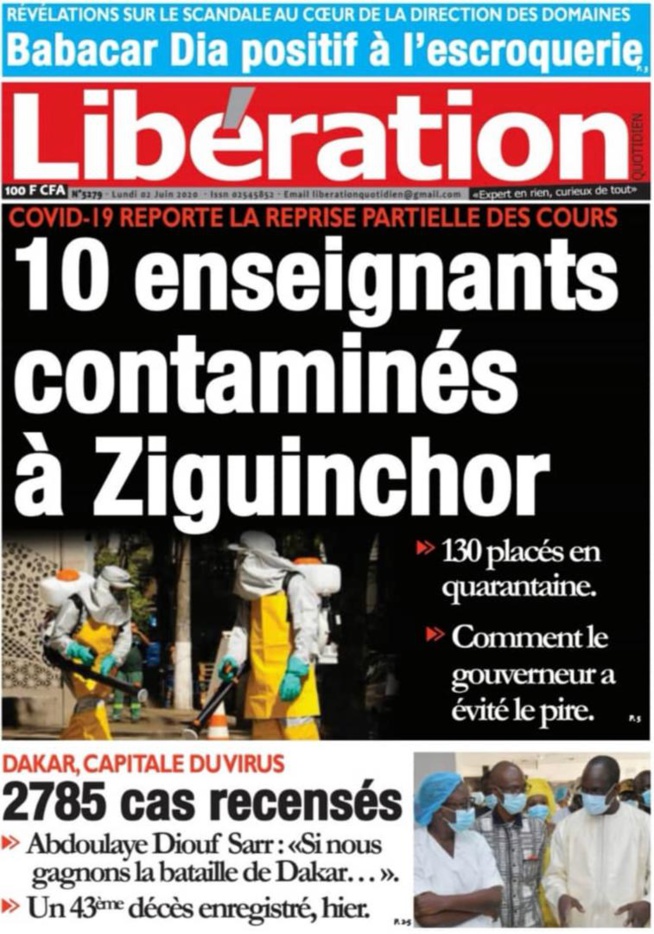 REVUE DE PRESSE: 10 ENSEIGNANTS CONTAMINÉS À ZIGUICHOR.... à la une des quotidiens du jour.