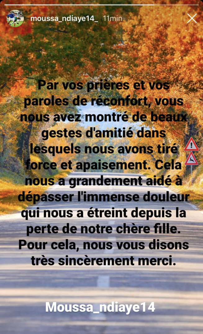 Décès de sa fille: le message triste de Moussa Ndiaye