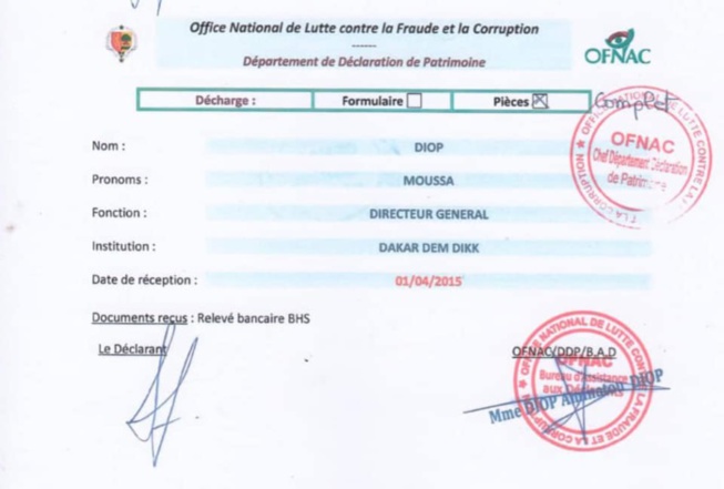 Déclaration de patrimoine - Moussa Diop: "Bokkuma ci moo gën du man rek”* Déclaration de patrimoine - Moussa Diop: "Bokkuma ci moo gën du man rek”*