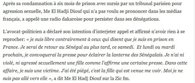 Me El Hadji Diouf sur sa condamnation: « J’ai été piégé, c’est la fille qui est venue vers moi… »