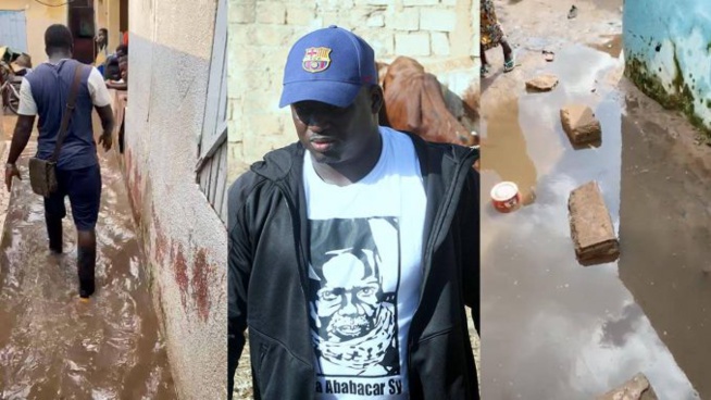 Innondations à Guédiawaye « Cité djinkom » : Aziz Ndiaye vient en aide à ses voisins et les soulage.Regardez