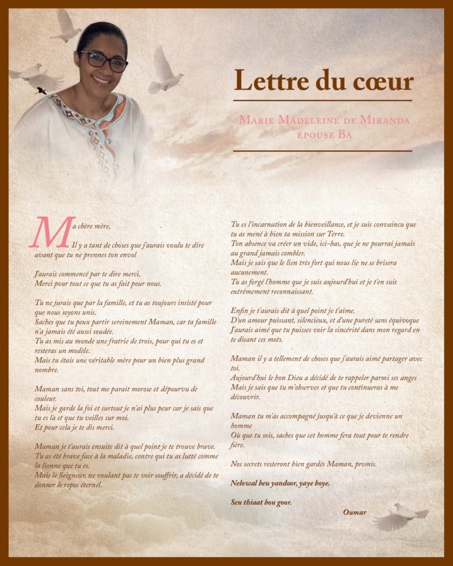 Lettre de Coeur d'un enfant qui a perdu sa maman ( Oumar Ardo )