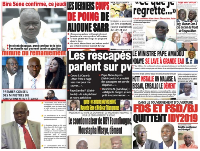 REVUE DES TITRES PAR NABOU NGOM A LA UNE DES QUOTIDIENS DU 05 NOVEMBRE 2020