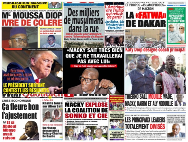 REVUE DES TITRES PAR NABOU NGOM A LA UNE DES QUOTIDIENS DU 09 NOVEMBRE 2020 REVUE DES TITRES PAR NABOU NGOM A LA UNE DES QUOTIDIENS DU 09 NOVEMBRE 2020
