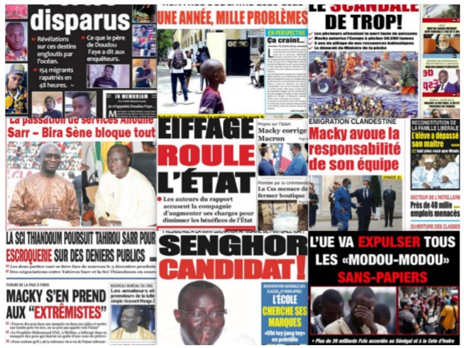 REVUE DES TITRES PAR NABOU NGOM A LA UNE DES QUOTIDIENS DU 13 NOVEMBRE 2020