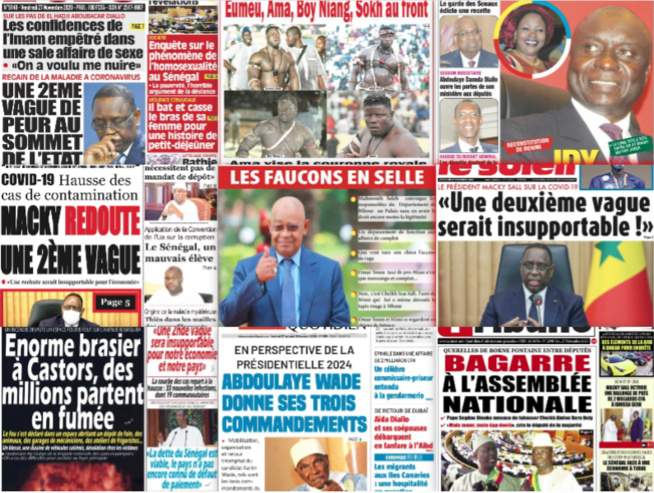REVUE DES TITRES PAR NABOU NGOM A LA UNE DES QUOTIDIENS DU 27 NOVEMBRE 2020