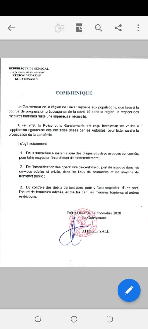 Fêtes de fin d'année: Le Gouverneur de Dakar avertit les fêtards