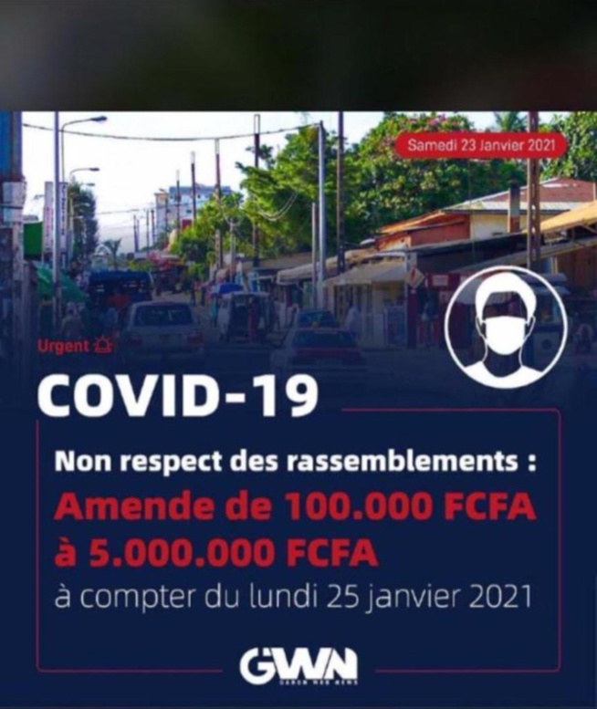 Lutte contre la Covid - 25.000 à 200.000 F CFA pour non port de masque, 100.000 à 5 millions pour ...