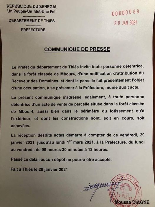 Affaire Mbour 4: Le préfet de Thiès fait bouger les choses Affaire Mbour 4: Le préfet de Thiès fait bouger les choses