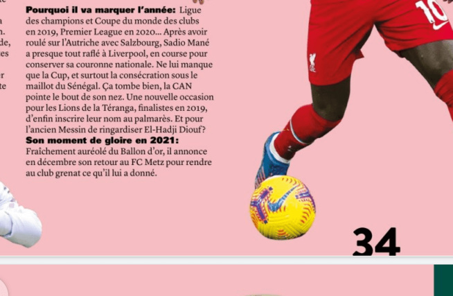 Distinction : Sadio Mané parmi les 21 personnalités qui vont marquer le football en 2021