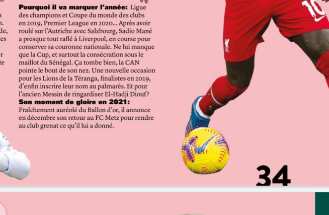 Distinction : Sadio Mané parmi les 21 personnalités qui vont marquer le football en 2021 Distinction : Sadio Mané parmi les 21 personnalités qui vont marquer le football en 2021