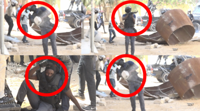 Un élément de La Bip reçoit une brique sur la tête, Il s’écroule et perd le contrôle Un élément de La Bip reçoit une brique sur la tête, Il s’écroule et perd le contrôle