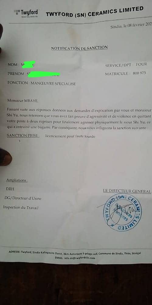 Twyford de Sindia: Les travailleurs en cessation de travail Twyford de Sindia: Les travailleurs en cessation de travail
