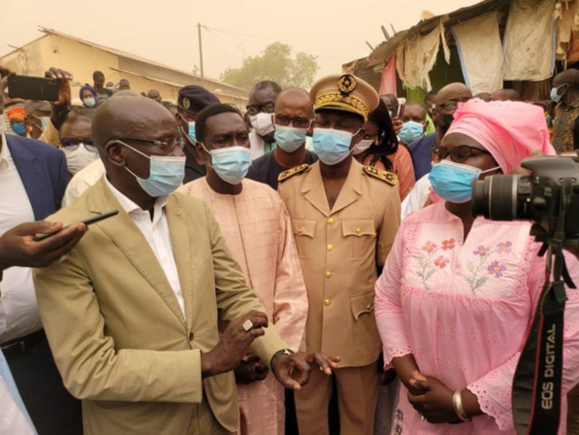 Visite du ministre du Commerce, Aminata Assome Diatta au chantier du marché central de Diourbel