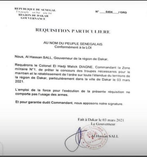 Trouble à l’ordre public : hier, le Gouverneur de Dakar a sollicité l’intervention de l’armée sénégalaise Trouble à l’ordre public : hier, le Gouverneur de Dakar a sollicité l’intervention de l’armée sénégalaise