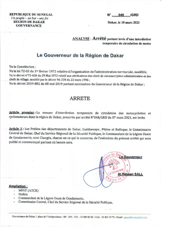Bonne nouvelle pour les motocyclistes: La mesure d’interdiction temporaire de circuler, levée