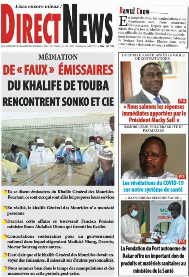 Faux émissaires du Khalife de Touba : Ch. Ab. A. Mbacké Gaïndé Fatma dément Diogaye de DirectNews